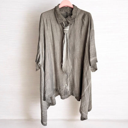 oversized Bluse "BUSINESS" mit Krawatte, taupe