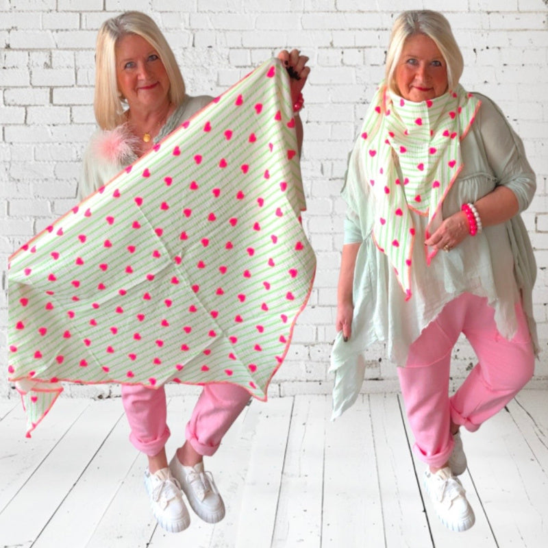 Musselin Dreiecks-Tuch "LOVELY HEARTS"