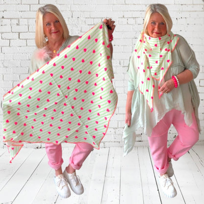 Musselin Dreiecks-Tuch "LOVELY HEARTS"