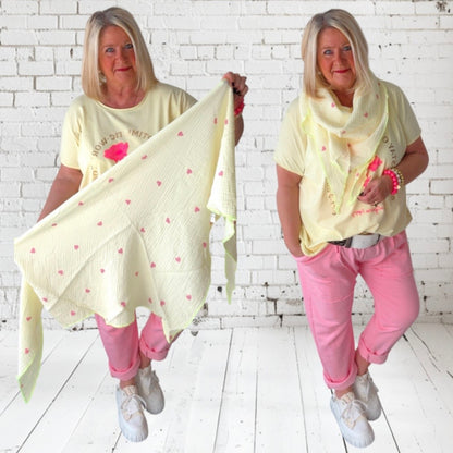 Musselin Dreiecks-Tuch "LOVELY HEARTS"