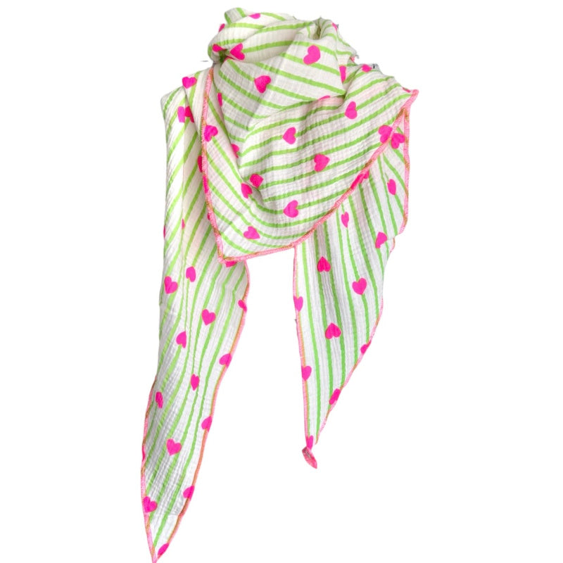 Musselin Dreiecks-Tuch "LOVELY HEARTS"