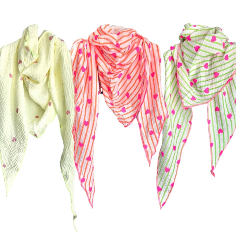 Musselin Dreiecks-Tuch "LOVELY HEARTS"