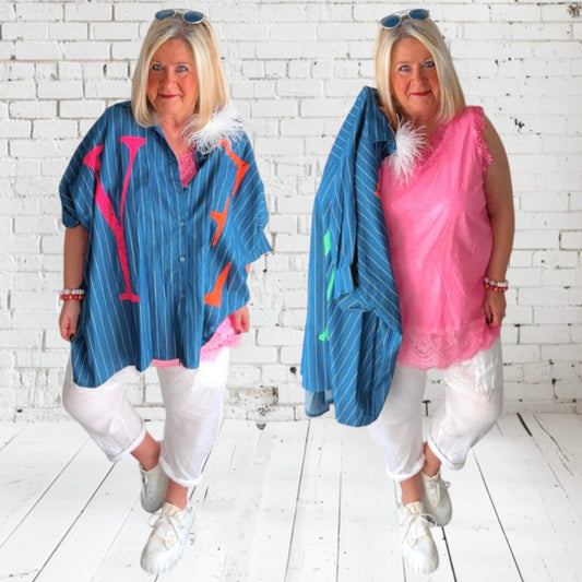 Baumwoll Top "NEON" mit Spitze