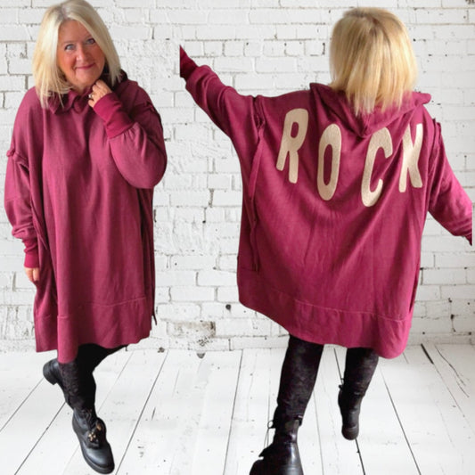 oversize Hoodie "ROCK", bordeaux