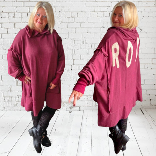 oversize Hoodie "ROCK", bordeaux