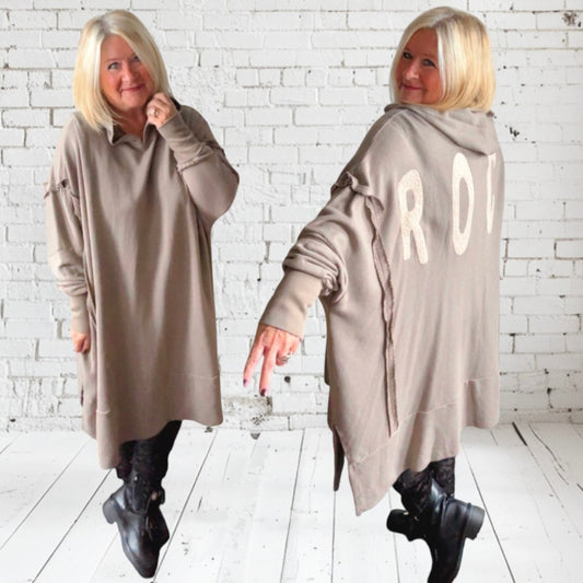 oversize Hoodie "ROCK", taupe