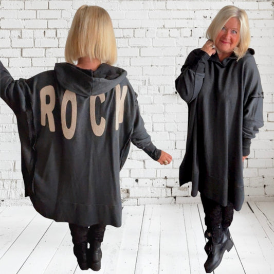 oversize Hoodie "ROCK", anthrazit