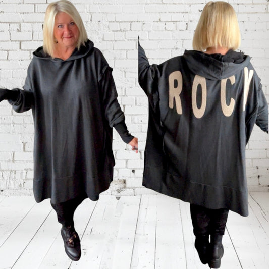 oversize Hoodie "ROCK", anthrazit