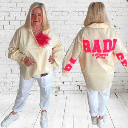 Hemd Bluse "PARADISE", gelb/neonpink