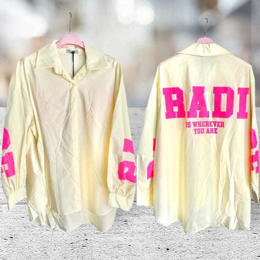 Hemd Bluse "PARADISE", gelb/neonpink