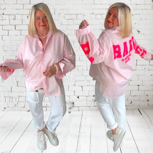 Hemd Bluse "PARADISE", rosa/neonpink
