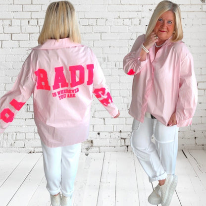 Hemd Bluse "PARADISE", rosa/neonpink