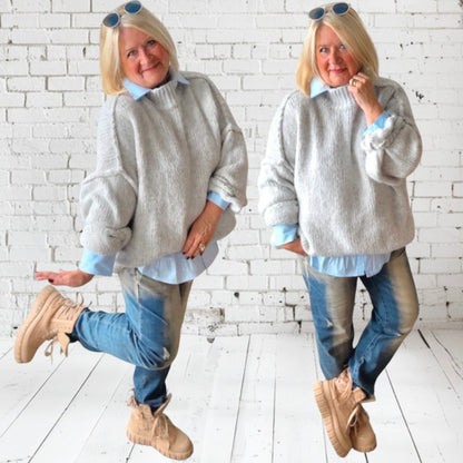 Strickpullover "COZY", hellgrau