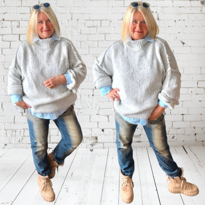 Strickpullover "COZY", hellgrau
