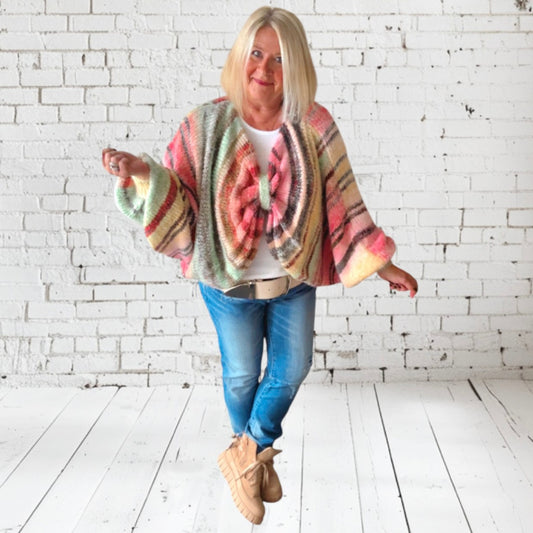 Poncho Pullover "TWISTED", orange-multi