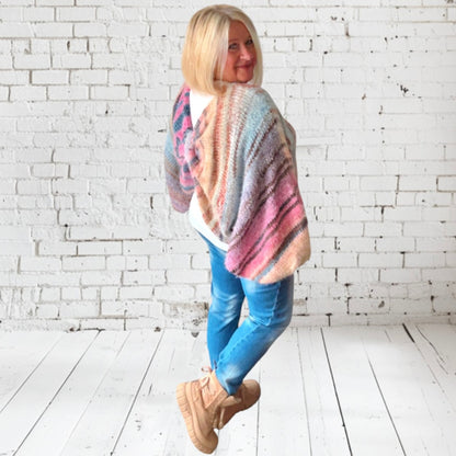 Poncho Pullover "TWISTED", pink-multi