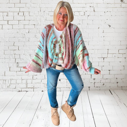 Poncho Pullover "TWISTED", mint-multi