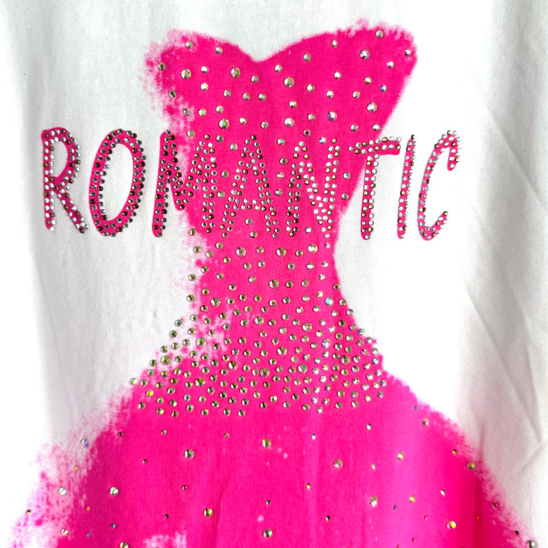 T-Shirt "ROMANTIC" mit Glitzer, weiß