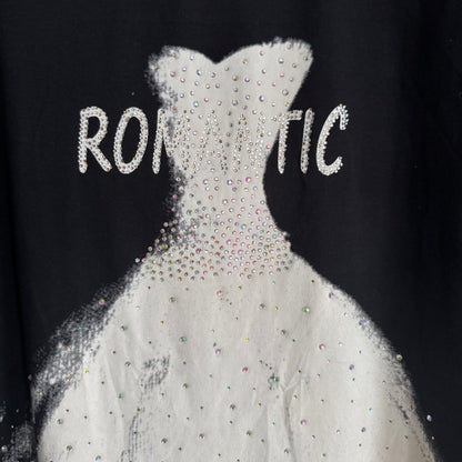 T-Shirt "ROMANTIC" mit Glitzer, schwarz