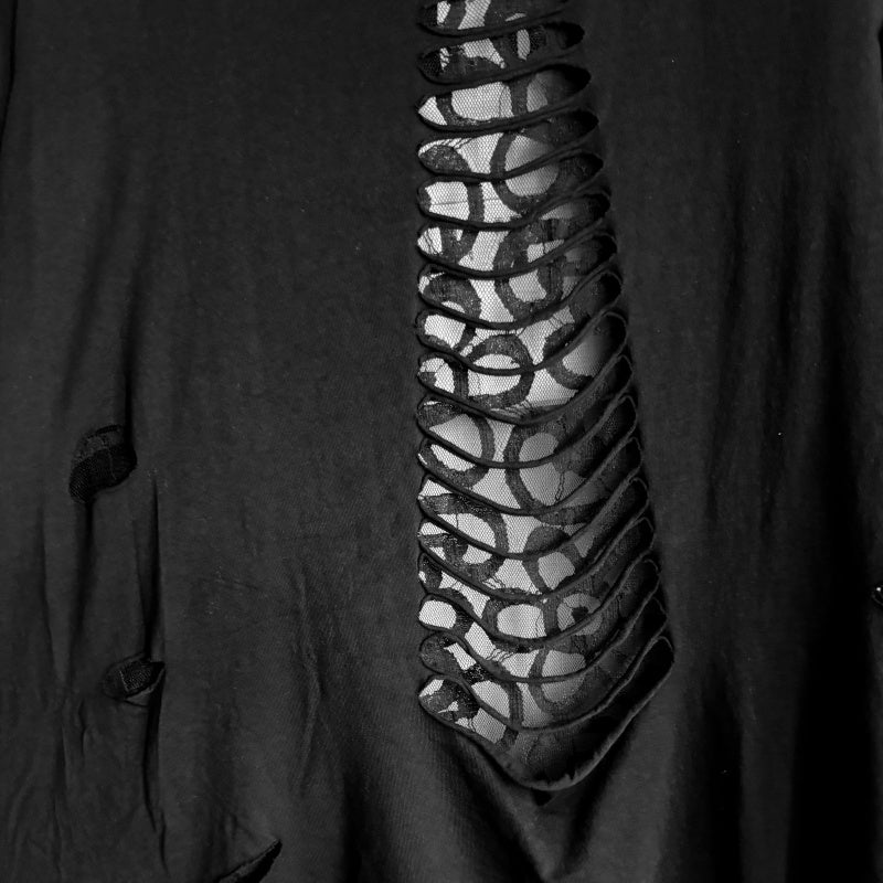 Sommermantel "LACE" mit Spitze und Kapuze, schwarz