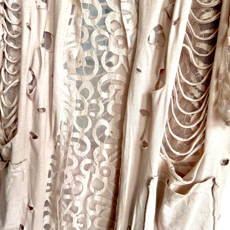 Sommermantel "LACE" mit Spitze und Kapuze, beige