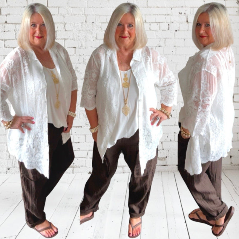 Spitzen Bluse "VINTAGE", creme