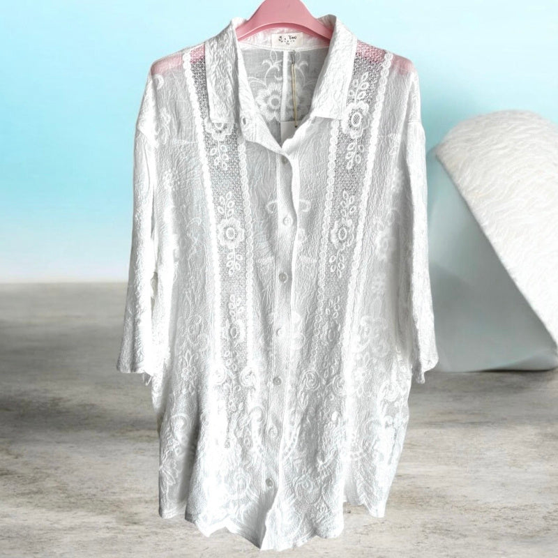 Spitzen Bluse "VINTAGE", creme