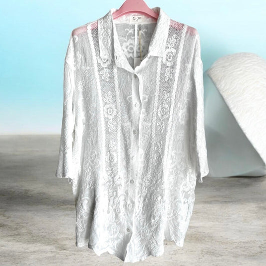 Spitzen Bluse "VINTAGE", creme