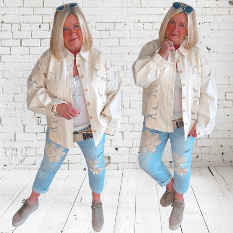 Jeansjacke "SABBIA BLOSSOM", sand