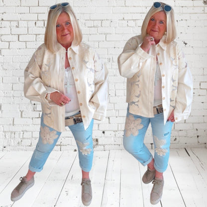 Jeansjacke "SABBIA BLOSSOM", sand