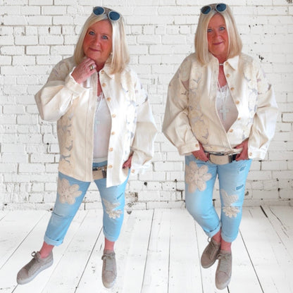 Jeansjacke "SABBIA BLOSSOM", sand