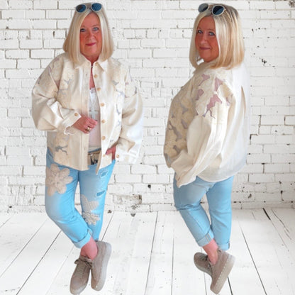 Jeansjacke "SABBIA BLOSSOM", sand