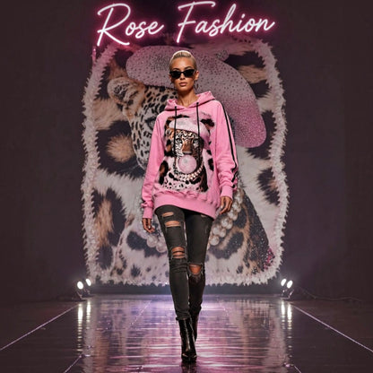 ROSE Hoodie "TIGER BUBBLE GUM", rosa