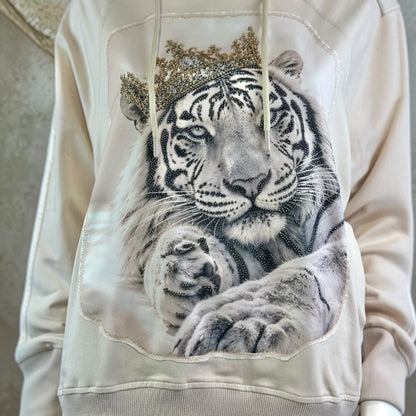 ROSE Hoodie "TIGER KING", beige