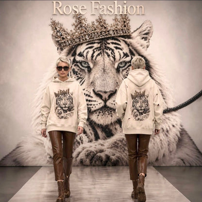 ROSE Hoodie "TIGER KING", beige