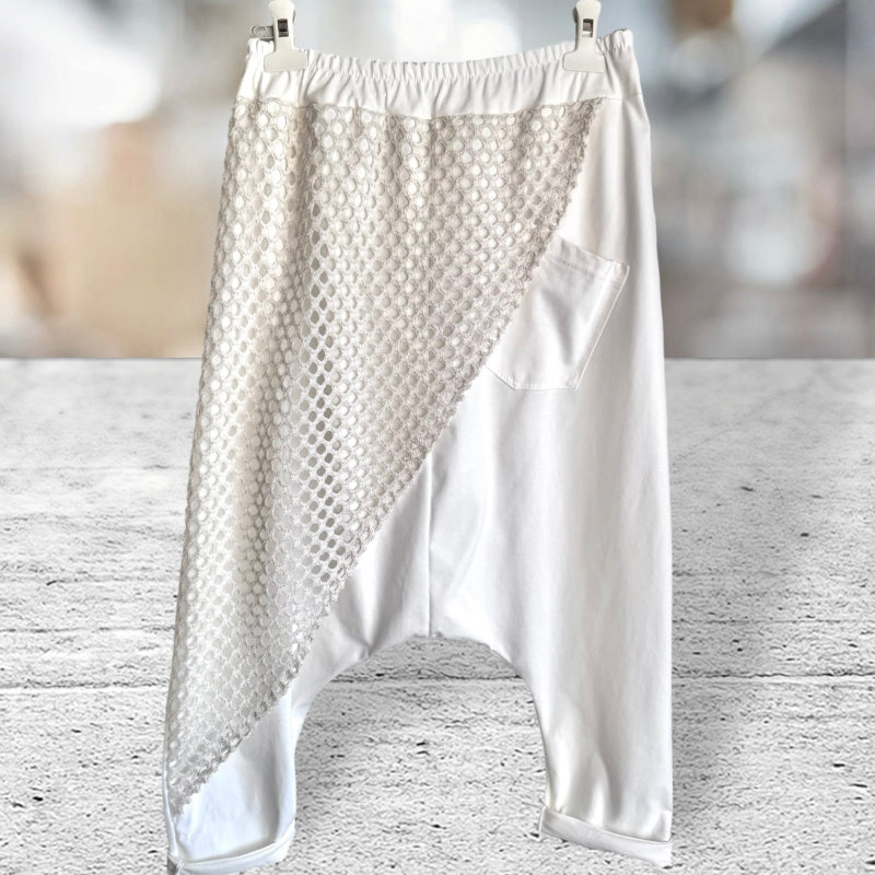 Baggy Hose "IN STYLE" mit Netz-Design, offwhite