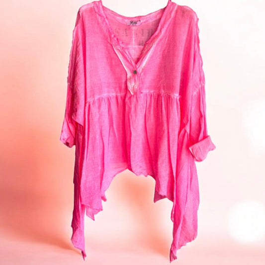 Superfine Blusen Tunika "FLORANT", neonpink