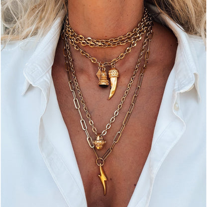 2-reihige Halskette "CHUNKY CHAIN", gold