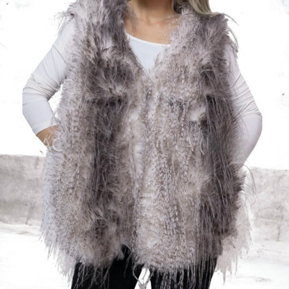 ROSE Fellweste "LUXURY FAKE FUR", grey