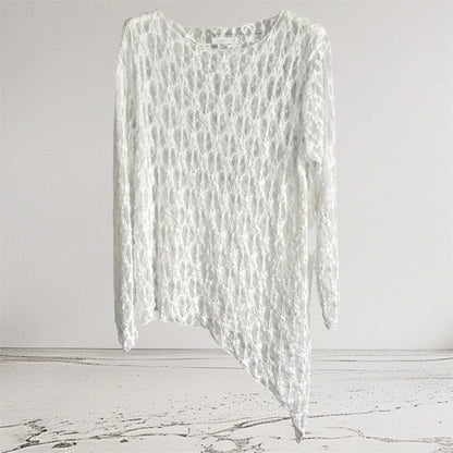 Spitzenshirt asymmetrisch "LACE" - in 4 Farben