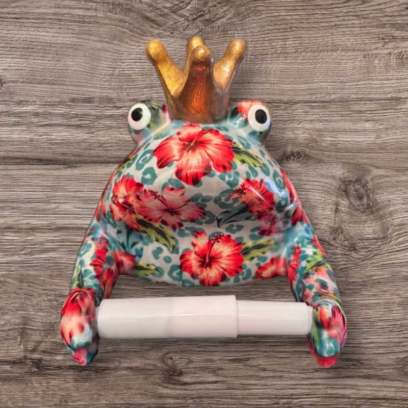 Toilettenpapierhalter POMME PIDOU Froschkönig Freddy, türkis/rot