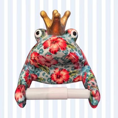 Toilettenpapierhalter POMME PIDOU Froschkönig Freddy, türkis/rot