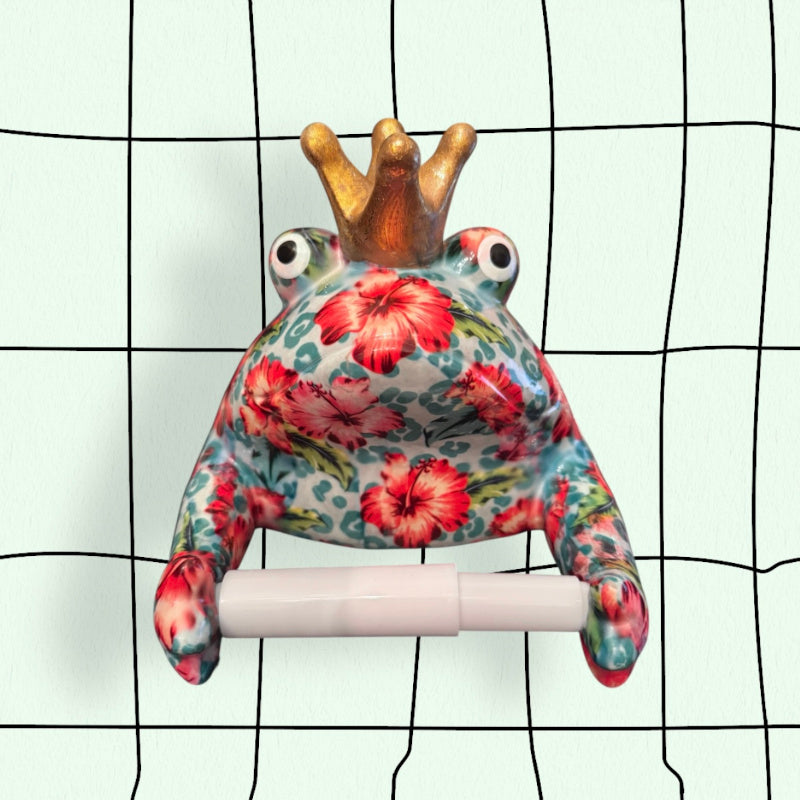 Toilettenpapierhalter POMME PIDOU Froschkönig Freddy, türkis/rot