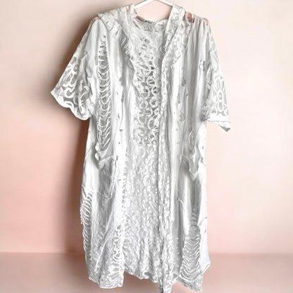 Sommermantel "LACE" mit Spitze und Kapuze, weiß