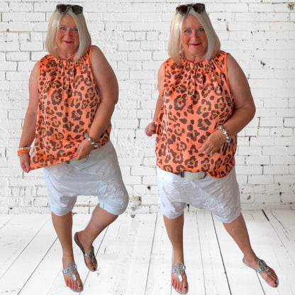 Seiden Viskose Top "LEO", neonorange
