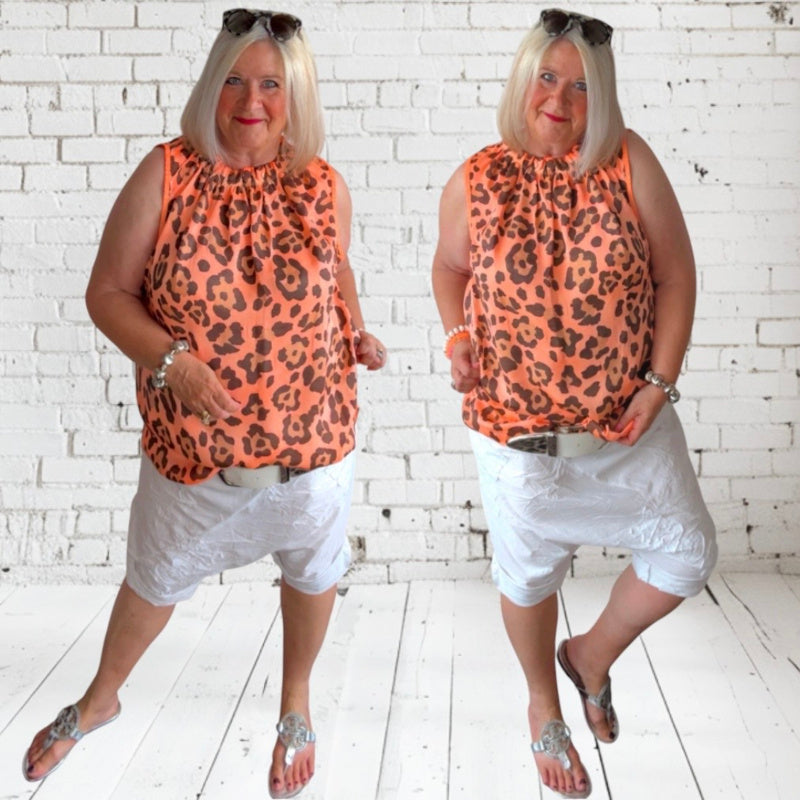 Seiden Viskose Top "LEO", neonorange