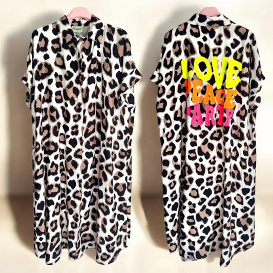 Maxi Mantelkleid "LOVE PEACE PARTY", Leo