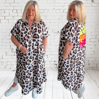 Maxi Mantelkleid "LOVE PEACE PARTY", Leo