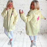 Mantel "BE HAPPY" mit Kapuze, zitronengelb