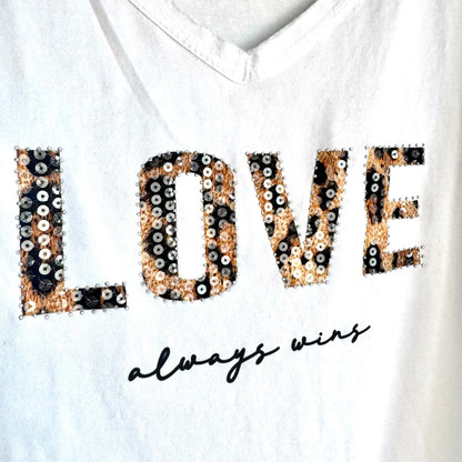 T-Shirt "LOVE" mit Glitzer, weiß